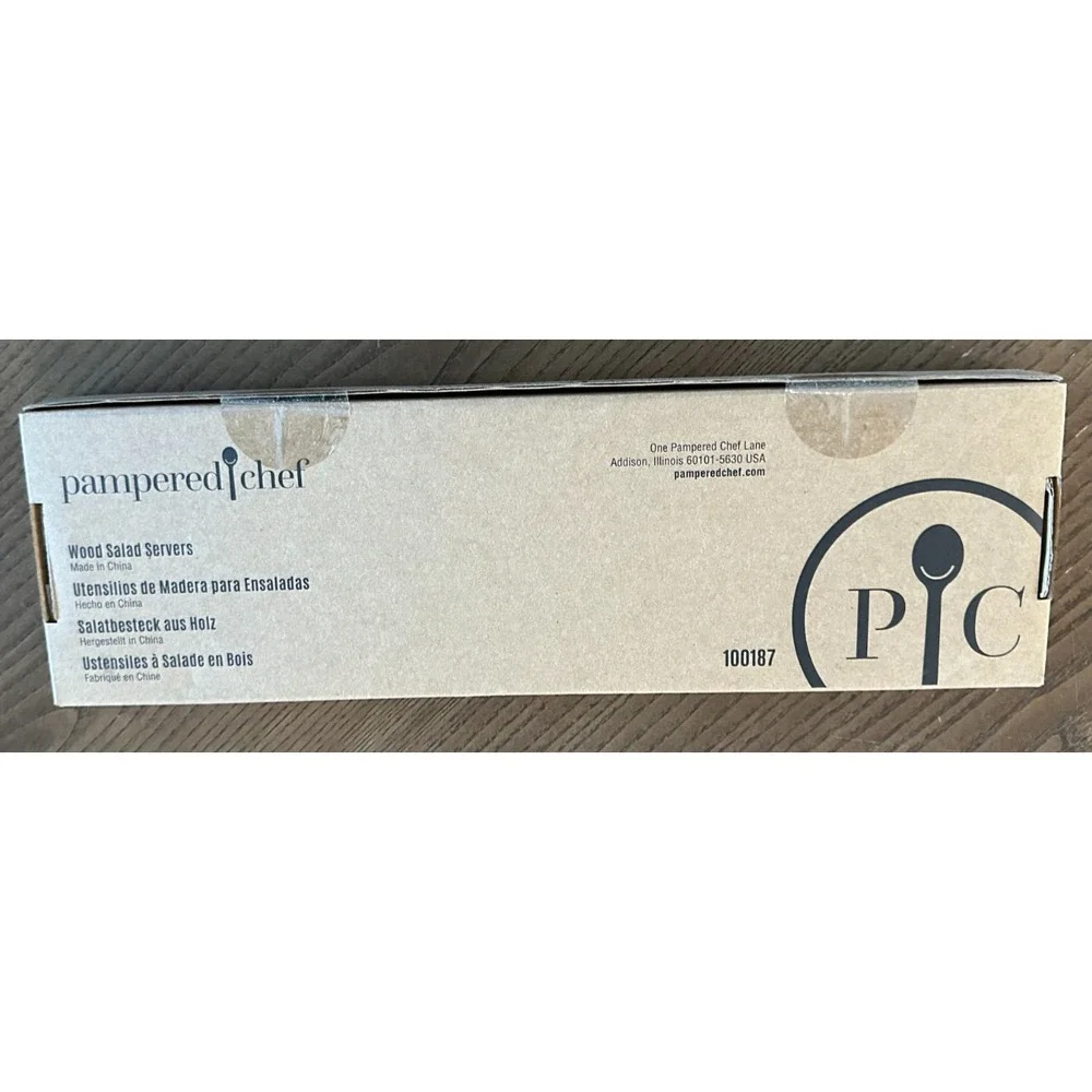 Pampered Chef 100187 Wood Salad Servers New In Box‎